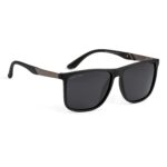 ROYAL SON Men's Square Goggles Black Frame, Black Lens (Large) - Pack Of 1 Sunglasses, 1 Cleaning Cloth, 1 Glasses Case