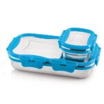 Cello Click It Medium Stainless Steel Lunch Pack for Office & School Use, Blue