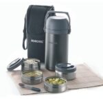 Borosil - Hot-N-Fresh Stainless Steel Insulated Lunch Box, Set of 4 (2pcs 350 ml + 2pcs 420 ml), Grey