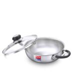 Prestige Triply Splendor Kadhai with Glass Lid 24 cm,(2.7 L, Silver, Gas and Induction Compatible)