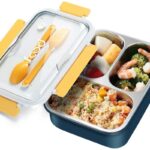 WOX MOX Lunch Box for Kids, Lunch Box for Kids ? 3 Compartment Insulated Lunch Box Stainless Steel Tiffin Box for Boys, Girls, School & Office Men (Random Color)