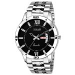 VILLS LAURRENS Analogue Men's Watch (Black Dial Silver Colored Strap)