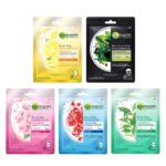 Garnier Skin Naturals Face Serum Sheet Mask Combo (Light Complete + Hydra Bomb Blue + Sakura White + Hydra Bomb Green + Charcoal) (Pack Of 5),208 g