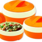 Princeware Plastic Solar Casserole Set, 3 Pieces, Orange, 3.1 Liters