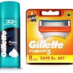 Gillette Classic Sensitive Shave Foam - 418 g (33% extra) and Gillette Fusion Manual Shaving Razor Blades - 8s Pack (Cartridge)