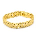Three Shades Gold Brass American Diamond Gold Plated Bracelet for Men