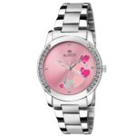 AUREX Analogue Women's Watch (Pink Dial Silver Colored Strap)
