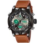 Sylvi Multi-Functional Boys Casual Business Mens Luxury Stylish Watch Black Dial Leather Strap Wrist Watches for Men-Daily Use Analog Digital Sports Men's Watch