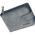 DAHSHA 11 Slot Large PU Leather Credit/Debit Cards Zipper Holder Wallet Coin Purse with 3 ID Window for Men & Women (Grey-12 x 4 x 8 cm)