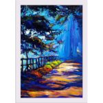 ArtzFolio Artwork Showing Beautiful Autumn Park at Night Poster White Frame with Glass 13.5 X 19.5Inch