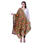 SWI WITH LABEL Women's Embroidered Phulkari Chiffon Dupatta