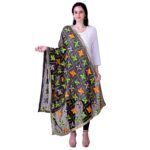 SWI WITH LABEL Women's Embroidered Phulkari Chiffon Dupatta