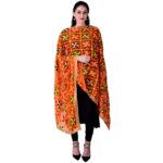 SWI WITH LABEL Women's Embroidered Phulkari Chiffon Dupatta