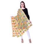 SWI WITH LABEL Women's Embroidered Phulkari Chiffon Dupatta
