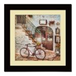 ArtX Premium Vintage City Street Abstract Home Decor Framed Photo Painting (Synthetic Wood, 16.5 inch x 16.5 inch, Multicolour)