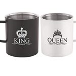 BBRATS Stainless Steel Coffee Mug - 2 Pieces, Black & White, 200ml
