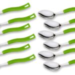 Heart Home 6 Piece Stainless Steel Tea Spoon Sparkle Table Spoon Set (Green)-KUBMART15641