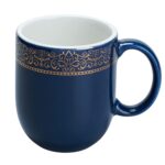 BBRATS Coffee Mugs Large | Tea / Milk Cup Aesthetic Design Made with Bone Free Porcelain Material with Golden Border | Gift for Anniversary, Mom, Birthday, Couple (Size -300 ml, Color- Dark Blue)