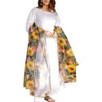 Kara Art House Women Organza Dupatta Gota Work Floral Print Ladies Silky Net Chunni for All Occasion 2.5 Meter