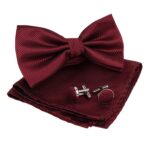 BBRATS  Men's Microfiber Bow Tie Set with Pocket Square and Cufflinks