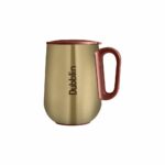 Dubblin Rugby Stainless Steel Unbreakable Tea Coffee Mug Double Wall Insulated with Handle and Lid, Wide Mouth Mug Keeps Beverages Hot & Cold 270 ML Golden
