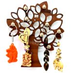 BBRATS  Wooden Tree Key Holder, Decorative Key Hanger Side-self Show (Brown, 7 x 6 inch) -8 Hooks