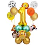 BBRATS Birthday Decoration kit for 1st Birthday Boys-23Pcs Jungle Theme Decoration / Bday Supplies Items Number Foil Baloons/1st Birth Day Props for Kids, Baby/Newborn Gifts Set