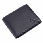 NKSK Craft Men's Genuine Leather Wallet Tri Fold RFID Blocking Wallet (Black)