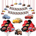 BBRATS Car Happy Birthday Theme Party Decorations Items Combo Kit Set - 45Pcs with Banner, Cutouts, Balloons for Girls Boys Kids