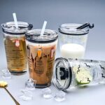 BBRATS Glass Tumbler with Lid and Silicon Straw Coffee Mug Tea Cup Travel Mug Smoothies Fruit Juice Bottle for Home and Office Milk Thick Shake Mug Juice Mug (Set of1), Transparent