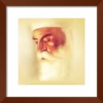 BBRATS Guru Nanak Dev ji Photo Framed Laminated UV Coated Painting Synthetic Wood Large Size 16x16 Inch Blessing Square Frame For Home Hotel Office Dev ji Decorative Gift item (Brown)