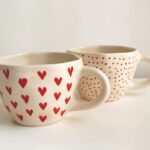 Goody hearts Hand painted coffee mugs/cappuccino mugs by Nilay studio | Hearts and polka | Microwave safe | Ideal Best Gift for Friends, Diwali, Rakhi, Anniversary, Birthday | (set of 2, 200 ml, microwave safe )