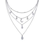 Shining Diva Fashion Latest Multilayer Non Precious Base Metal Cubic Zirconia Silver Western Neckpiece Neck Chain Necklace for Women (12250np)