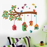 BBRATS Bird House on a Branch' Wall Sticker (PVC Vinyl, 70 cm x 25 cm, Multicolour)