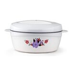 Cello Roti Plus Insulated Casserole Floral Print with Lid - 2L, 1 Piece, Brown, White, Plastic