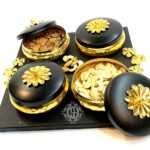 BBRATS Handcrafted Serving (Snacks, Dry Fruits) Home/Kitchen Handcrafted Wooden Tray/Platter with Serving Pots