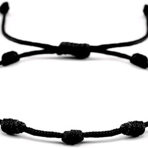 BBRATS Nazar Dhaga With Knotted Beads Rosary Design Wristband Bracelet Avoid Negetive Enegy Adjustable Size Skin Friendly Black Thread Anklet For Men Women Girls Boys (Black))