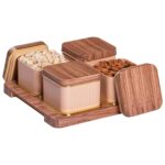 BBRATS Air Tight Dry Fruit Container Serving Tray Set | Diwali Gifting Items For Friends and Family | Diwali Gift Dry Fruit Box Set for Serving Sweets, Chips, Other Snacks -430ml,Starwood 4 Pics,Peach