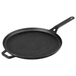 Vinod Legacy Pre-Seasoned Cast Iron Dosa Tawa of 28 cm Diameter, Dosa Kallu, Pre-Seasoned Cookware, Non Toxic, Enamel Free and Coating Free - Black, 1 Pc