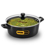 Hawkins Futura 5 Litre Cook N Serve Casserole, Non Stick Saucepan with Glass Lid, Induction Sauce Pan for Cooking and Serving, Black (Incb50G), 5 Liter