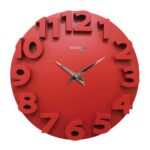 Random Wall Clock for Living Room, Bedroom, Home, Office, Kitchen| Wall Clocks for Home | Big Size Wall Clock with Glass|Designer Wall Clock for Home Decor |Quartz Movement|14- inch (Red)