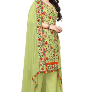 BBRATS Ethnics Women's Soft Cotton full Embroidery work Salwar Suit cotton dress materials With Cotton Bottom (2 Mtr) With Embroidery Less One Side Work Dupatta.