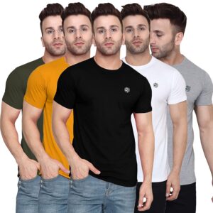 BBRATS Combo Pack of-10 Men's Cotton Regular Fit Half Sleeve Plain Solid Casual Wear Round Neck Tshirt