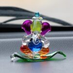 BBrats Multicolored and Transparent Double Sided Crystal Car Paan Ganesha Showpiece